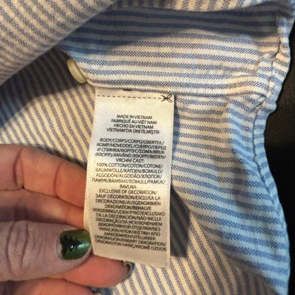 Polo Ralph Lauren XXL Classic Fit Button Down Shirt Blue White Stripe Cotton - Picture 4 of 7